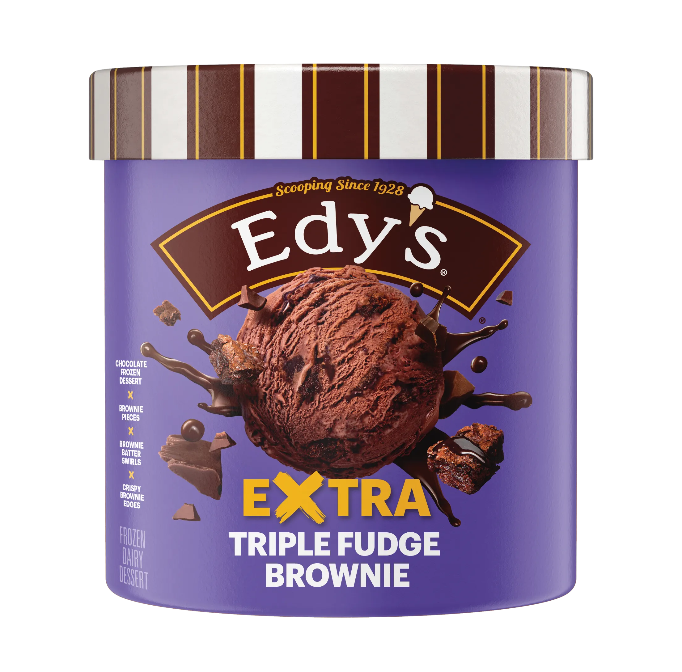 Edy's Extra Triple Fudge Brownie frozen dairy dessert.