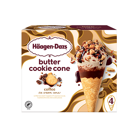 Haagen Dazs Coffee Butter Cookie Ice Cream Cones package.