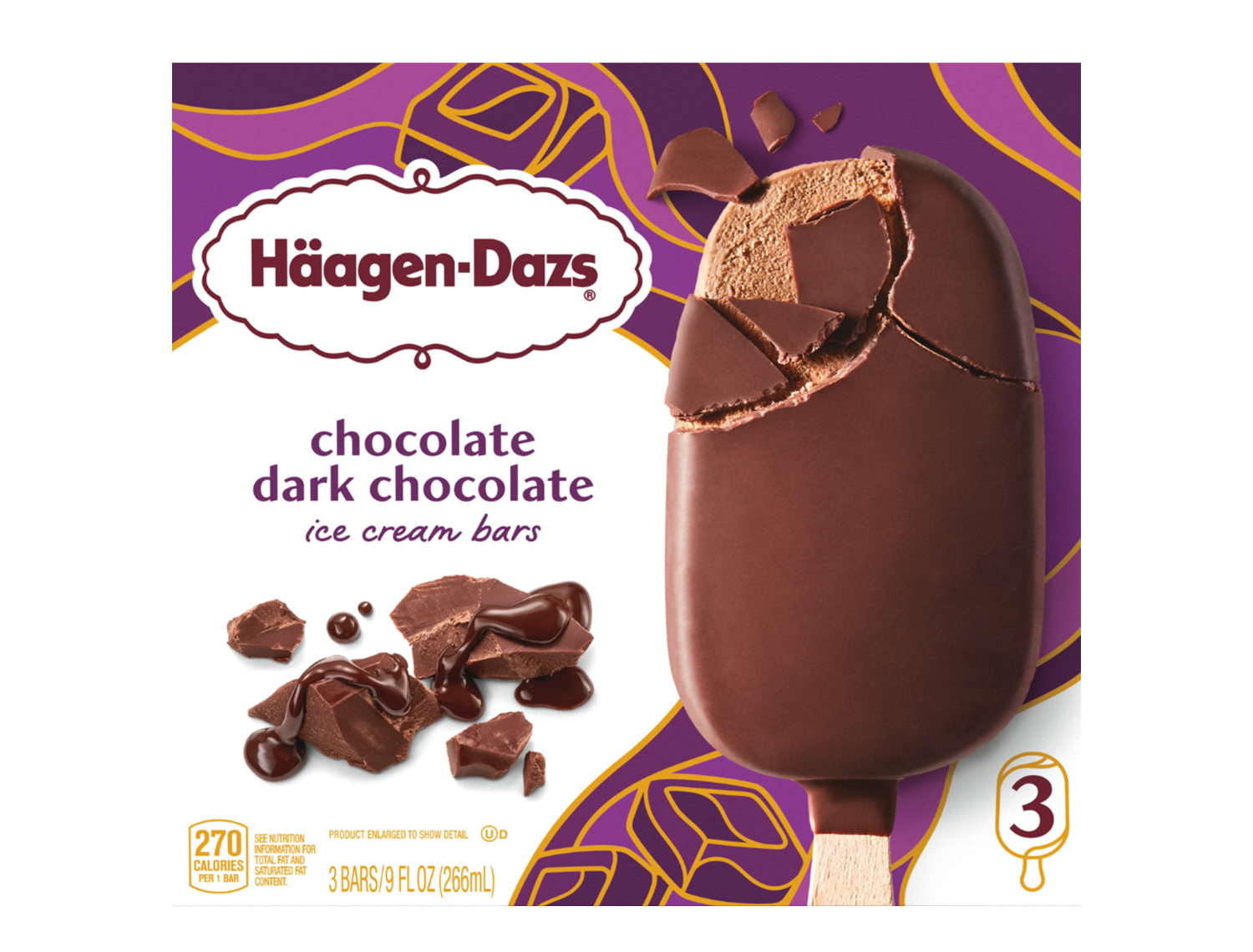 Haagen Dazs Chocolate Dark Chocolate Ice Cream Bars (3 Pack).