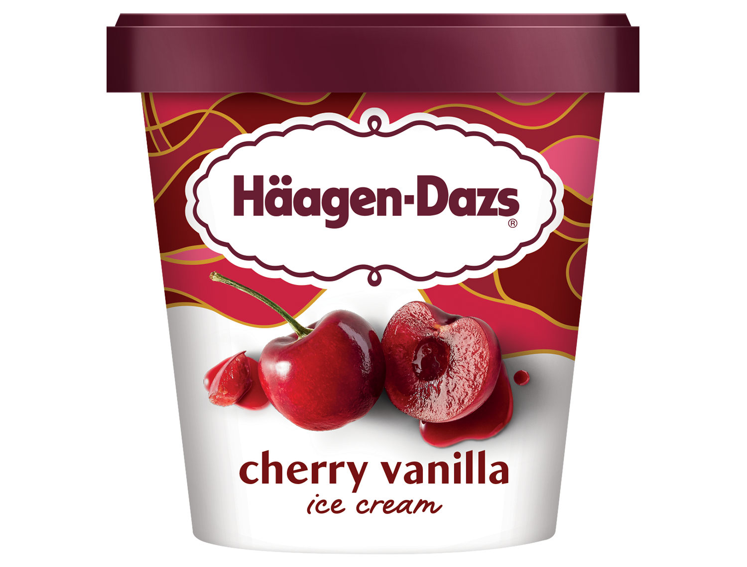 14 Ounce Haagen Dazs Cherry Vanilla Ice Cream Tub.