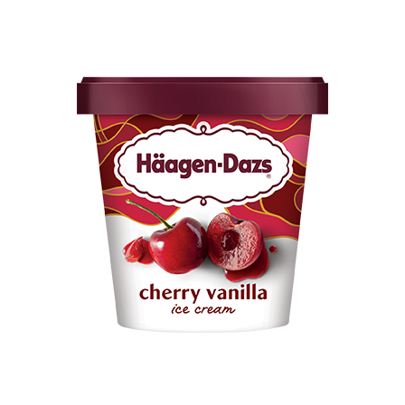 14 Ounce Haagen Dazs Cherry Vanilla Ice Cream Tub.