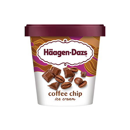 Haagen Dazs Coffee Chip Ice Cream 14 oz container.