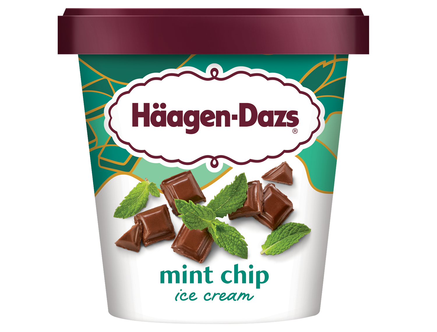 Haagen Dazs Mint Chip Ice Cream 14 oz tub.