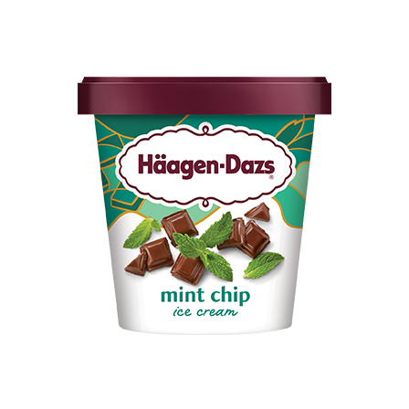 Haagen Dazs Mint Chip Ice Cream 14 oz tub.