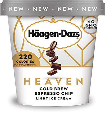 Pint of Haagen-Dazs heaven cold brew espresso chip light ice cream