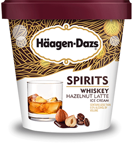 Pint of Haagen-Dazs spirits whiskey hazelnut latte ice cream