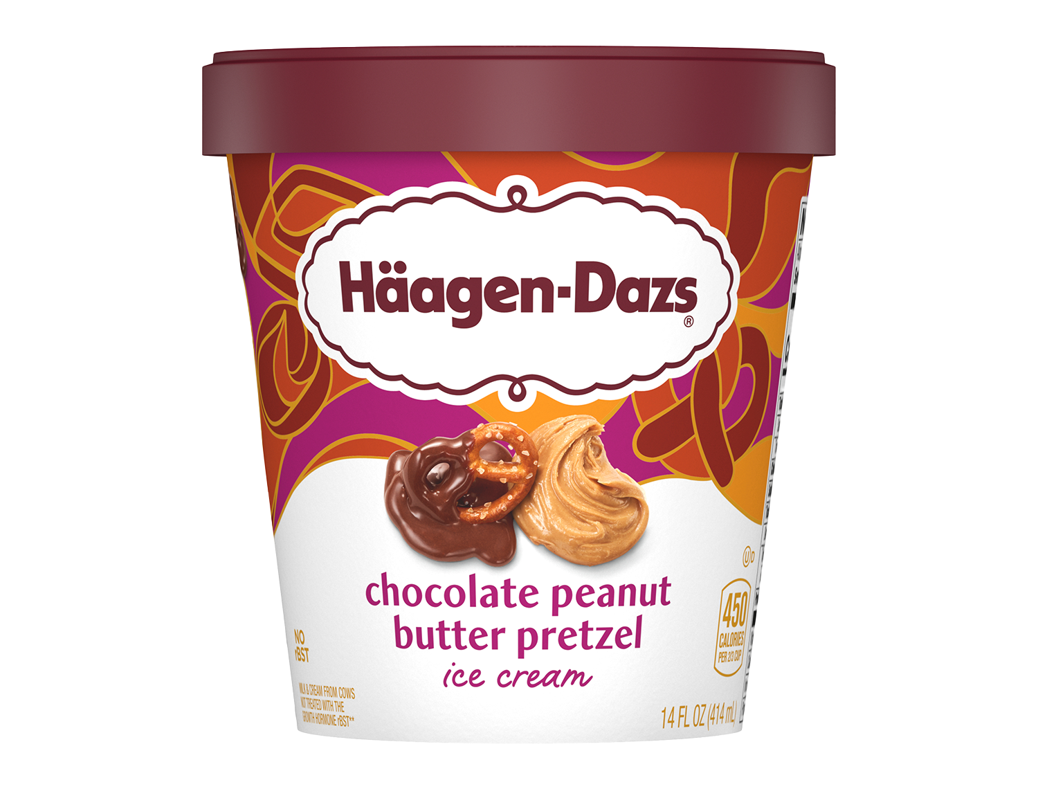 Haagen Dazs Chocolate Peanut Butter Pretzel Ice Cream tub.
