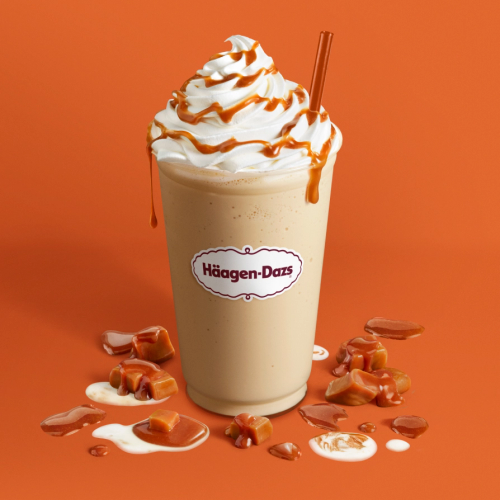 Dulce De Leche Shake Sweet Caramel Ice Cream blended and topped with whipped cream and warm caramel.