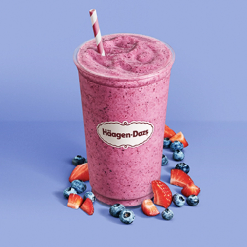 Wildberry Smoothie Blueberries and strawberries with Strawberry Sorbet, cranberry juice and Vanilla Ice Cream.