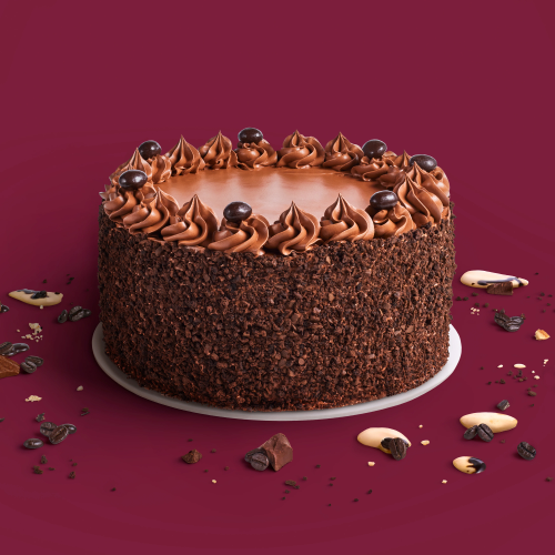 Coffee Crunch Cake Smooth Coffee ice cream layered with shortbread cookie pieces and rich chocolate frosting, topped with cookie crunch and chocolate-covered espresso beans.