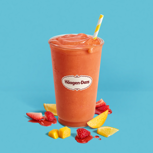 Strawberry Mango Frozen Lemonade Real Strawberry Sorbet and Mango Sorbet blended with lemonade.