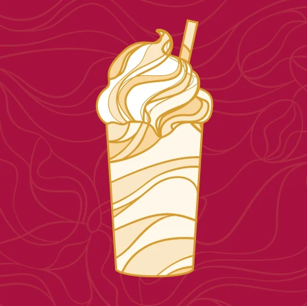 Caramel Cone Shake Rich Caramel Ice Cream with crunchy chocolate covered cone pieces surrounded by ribbons of caramel topped with whipped cream and waffle cone pieces.