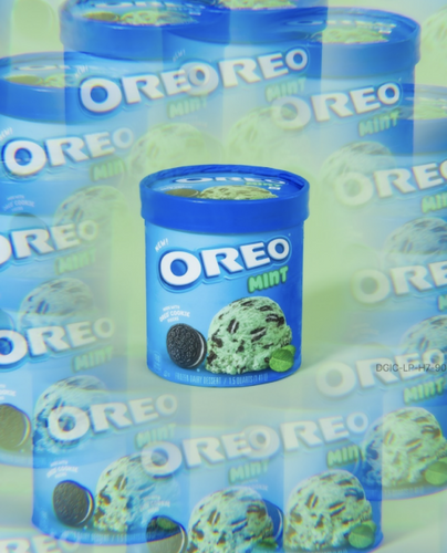 Carton of Oreo Mint Frozen Dairy Dessert.