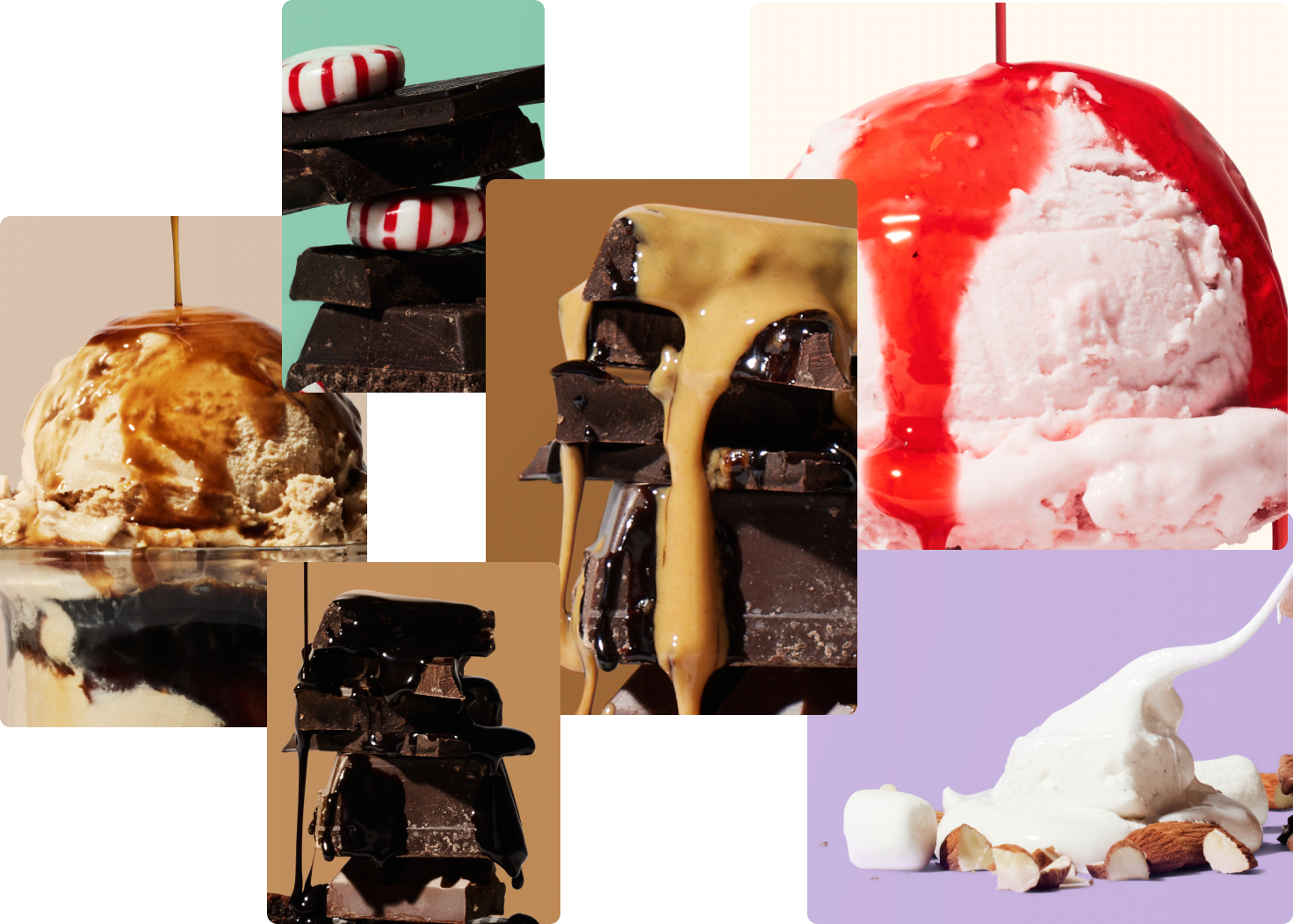 Ice Cream delicious flavor variety collage