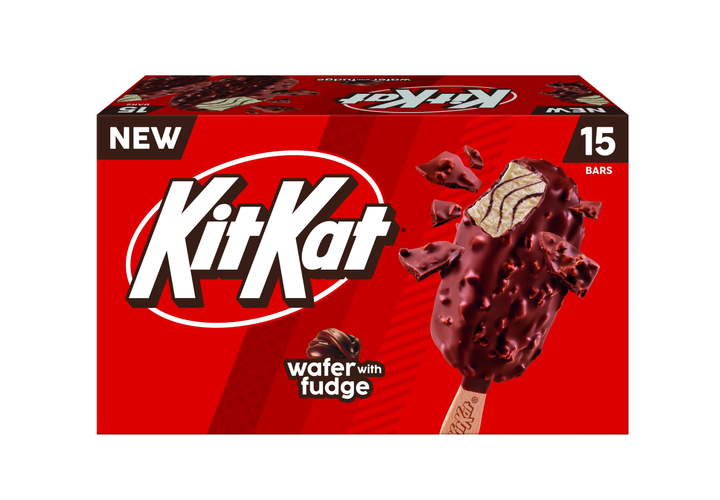 BARS Kit Kat® Bars Club Pack 15CT Enjoy these delicious KIT KAT® bars with rich fudge and wafer-flavored frozen dairy dessert dipped in a chocolatey coating with crisp wafer pieces.