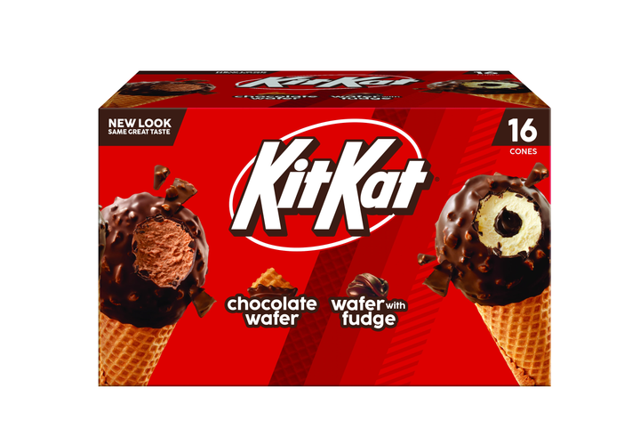 CONES Kit Kat® Cones Variety Club Pack 16CT Enjoy the taste of KIT KAT® in a delicious frozen treat. This 16 count variety pack is split between a wafer with fudge cone and a chocolate wafer cone.