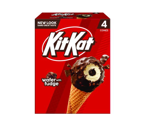CONES Kit Kat® Cones These frozen cones bring the classic taste of an iconic KIT KAT® candy bar to a whole new level of deliciousness. Indulge in our wafer with fudge cones today!