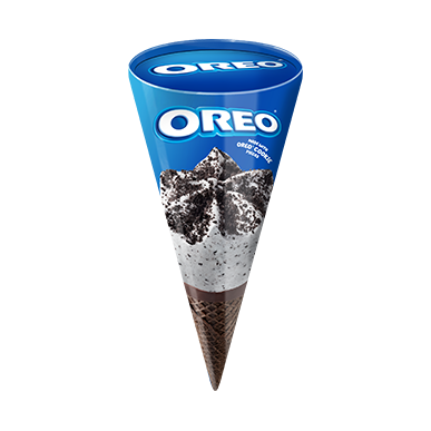 Individually packaged Oreo King Size Frozen Dairy Dessert Cone.
