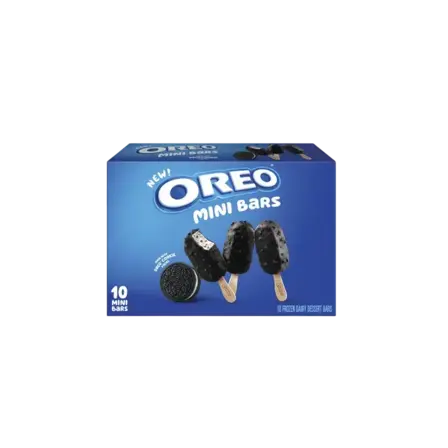 Package of 10 Oreo Mini Frozen Dairy Dessert Bars.