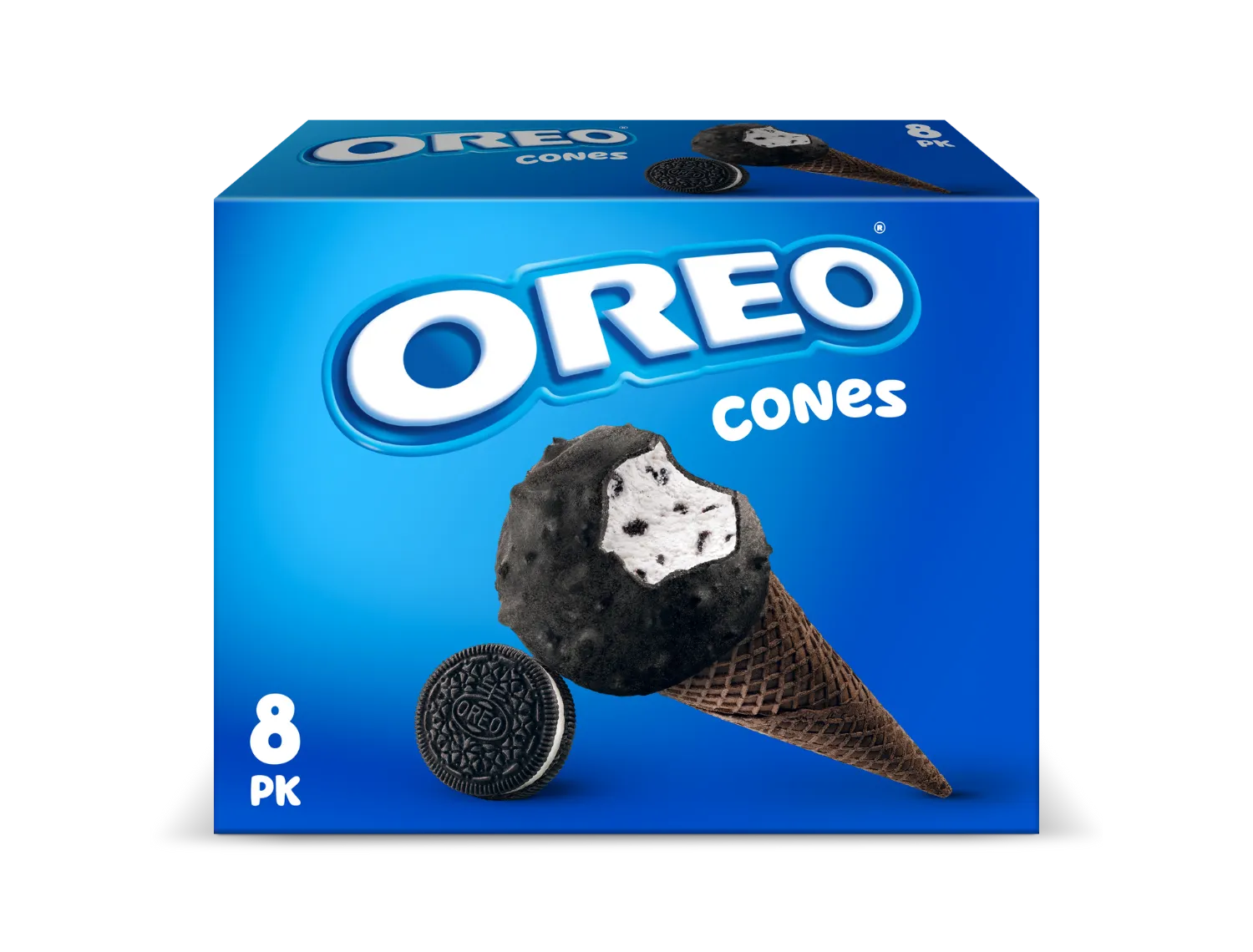 Package of 8 Oreo cones.