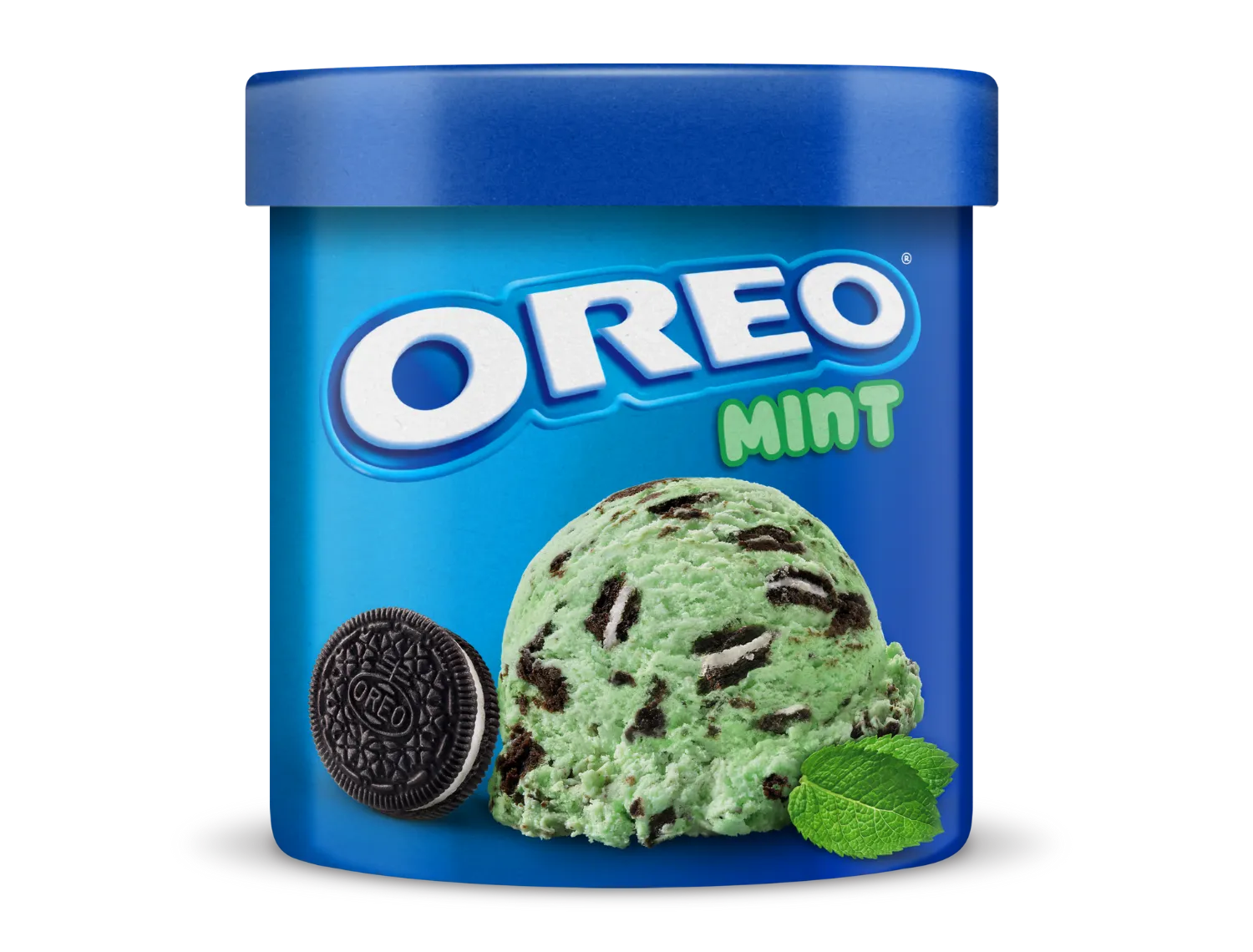Carton of Oreo Mint frozen dairy dessert. 