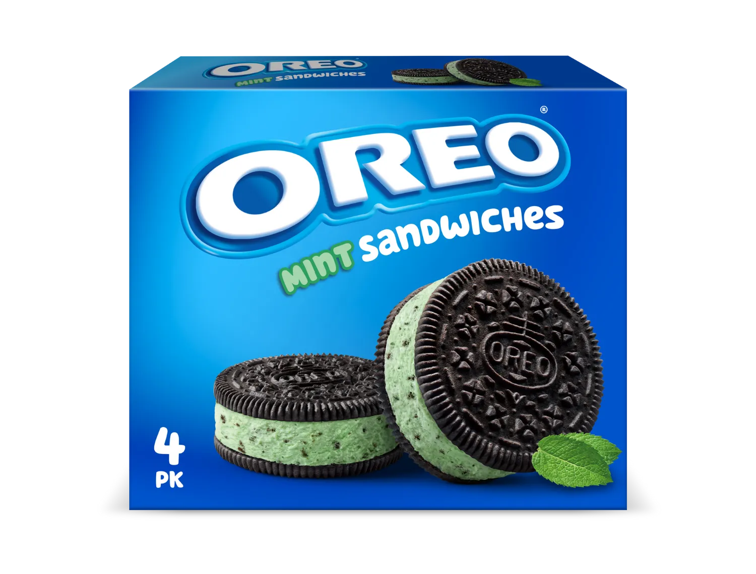 Oreo Mint Sandwiches Frozen Dairy Dessert 4 pack.