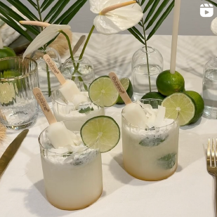 A group of mocktails made with Outshine frozen fruit bars. 