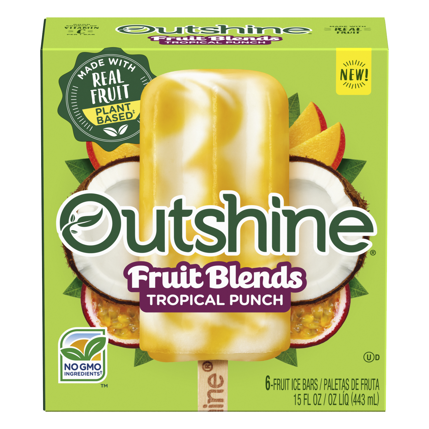 Outshine Tropical Punch Fruit Blend Frozen Fruit Bars package.