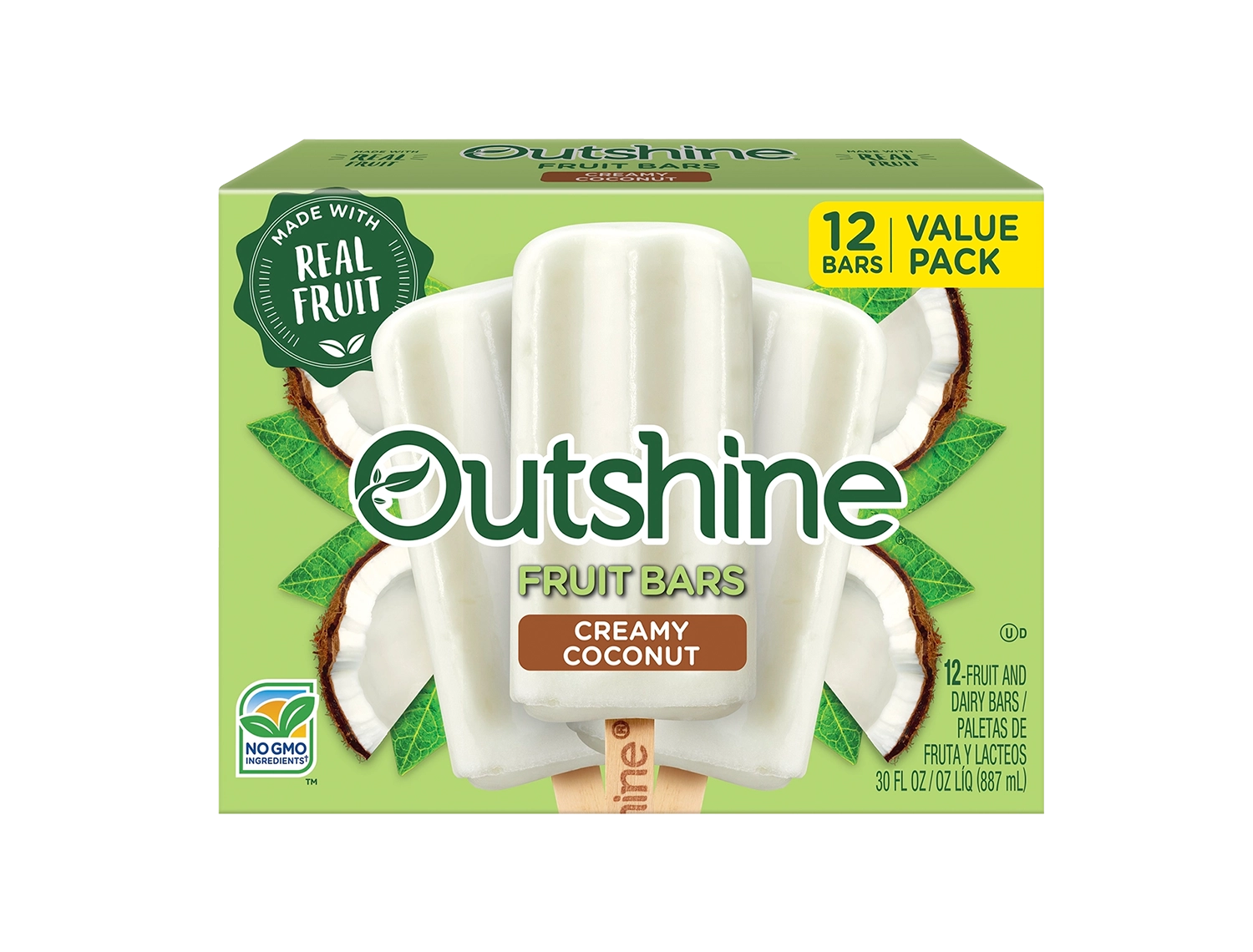 Outshine Creamy Coconut Frozen Fruit Bars Value 12 Pack.
