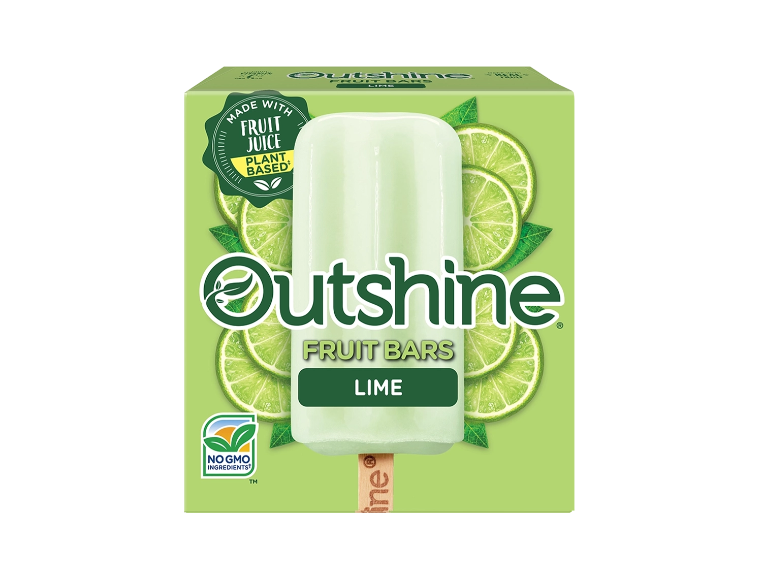 Package of Outshine Lime Frozen Fruit Bars.
