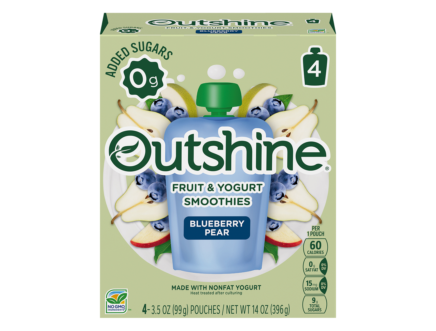 Outshine Blueberry Pear fruit and yogurt smoothie.