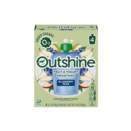 Outshine Blueberry Pear fruit and yogurt smoothie.