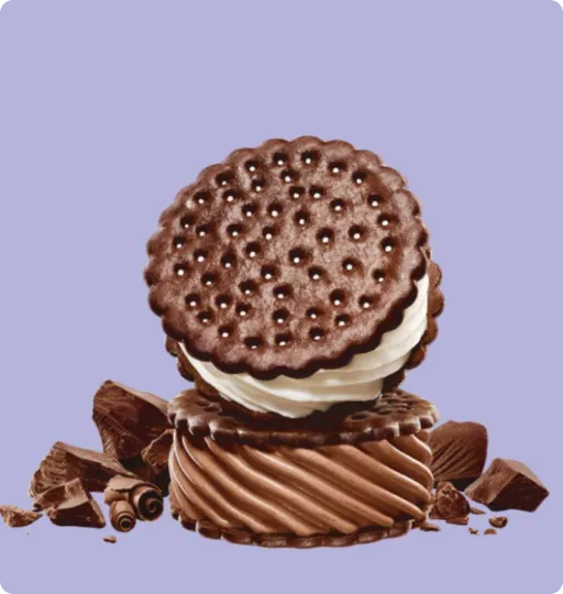 Two Skinny Cow ice cream sandwiches stacked on top of each other