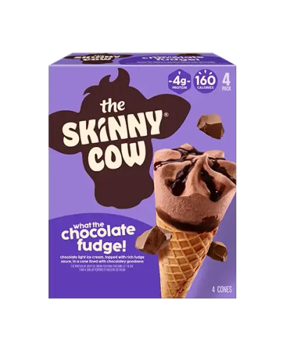 Four pack of Skinny Cow what the fudge ice cream cones.